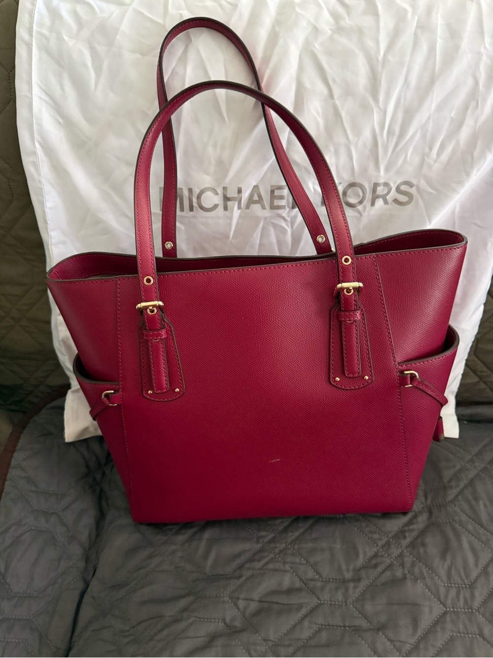 Michael Kors Wine Red Leather Tote